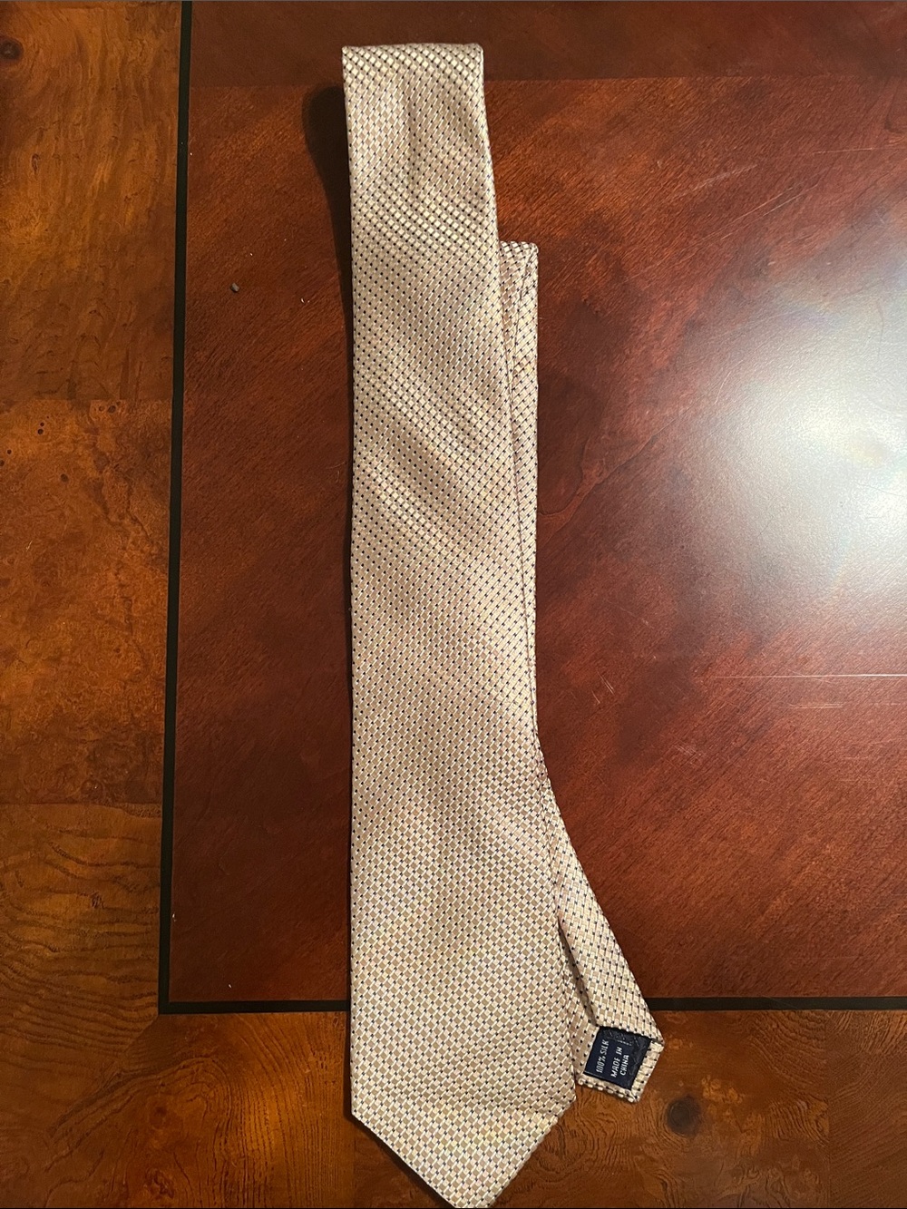Club Room Light Beige 100% Silk Microdot Men's Tie